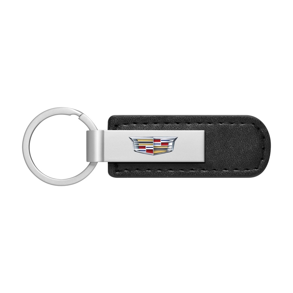 Cadillac Crest Logo Black PU Leather Strap Key Chain