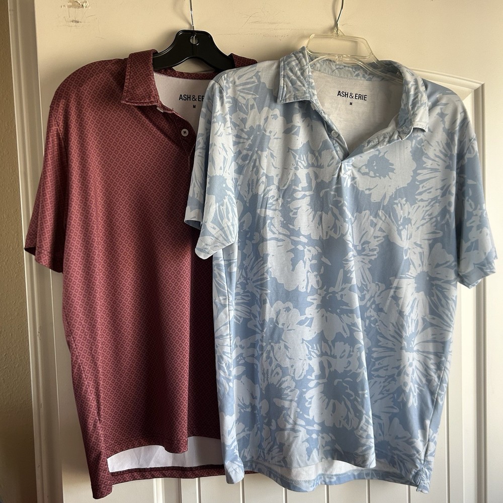 Ash & Erie Shirt Mens Lot Of 3 Size Medium Short Sleeve Polo Button Shirts