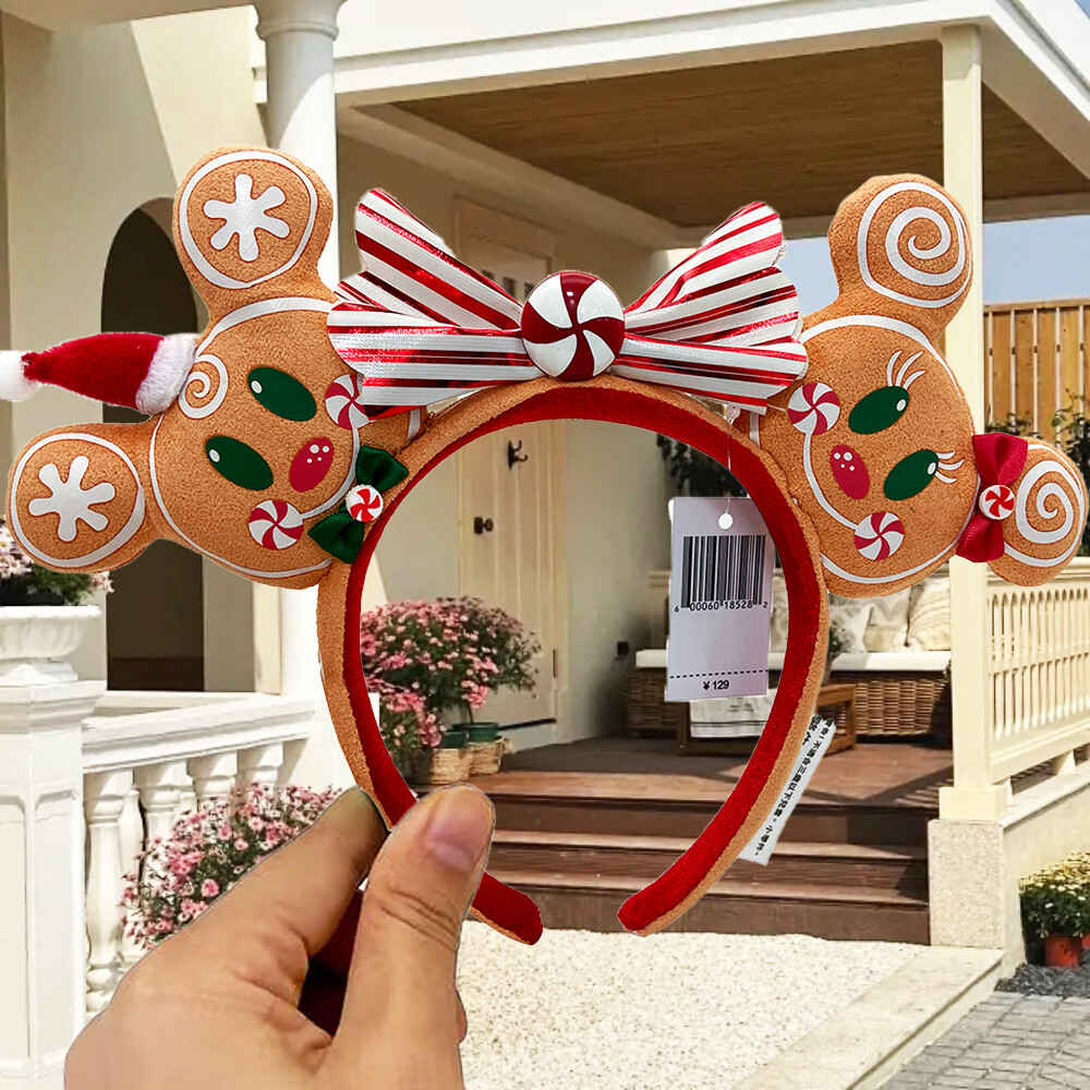 Christmas Gingerbread Disney Parks Minnie Mouse Ears Bow Holiday Headband US