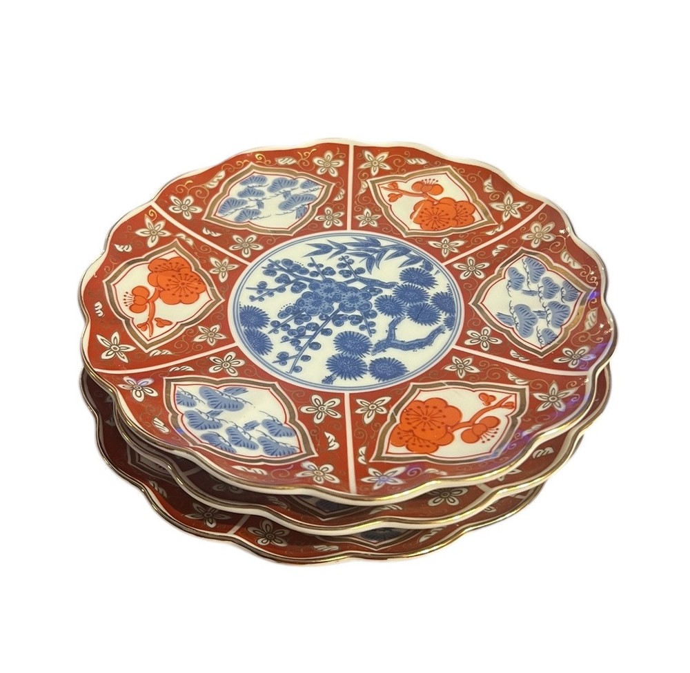 4 Arita Salad Plates Japanese Porcelain Multicolor Floral