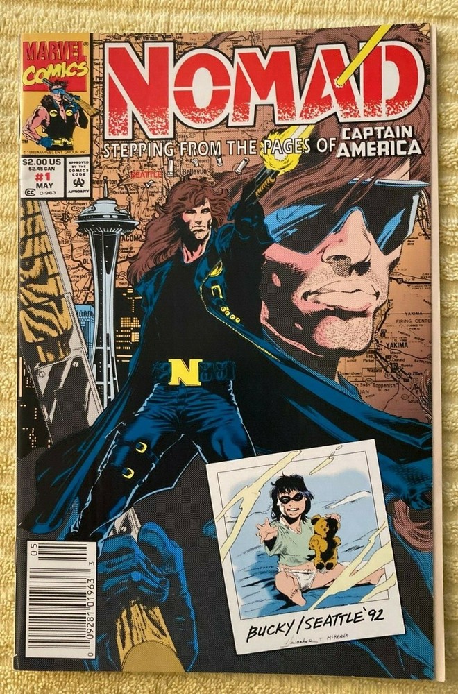 NM115:Comic Book-Marvel Comics-NOMAD-Stepping Pgs Cptn America-Vol 2 No1 May1992