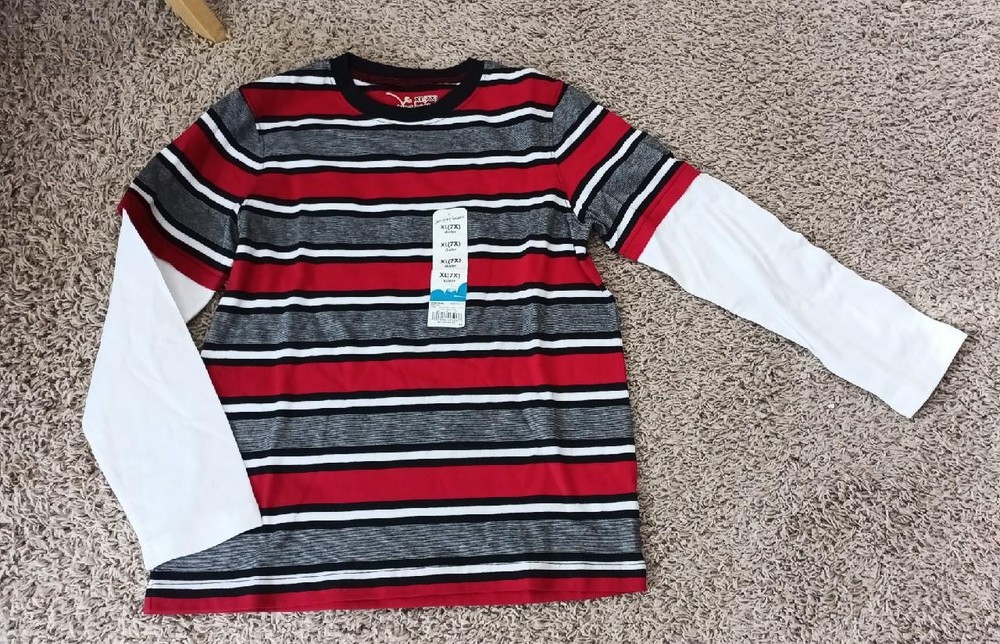 NEW Jumping Beans Size XL 7X Striped Black Red White T Shirt Top NWT Boys