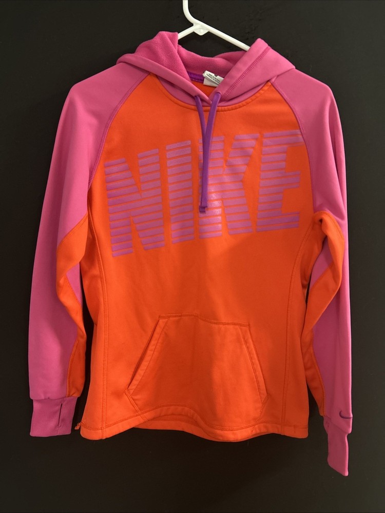 Nike Therma-Fit Women's Hoodie Size Small Purple Orange Pullover Sweatshirt