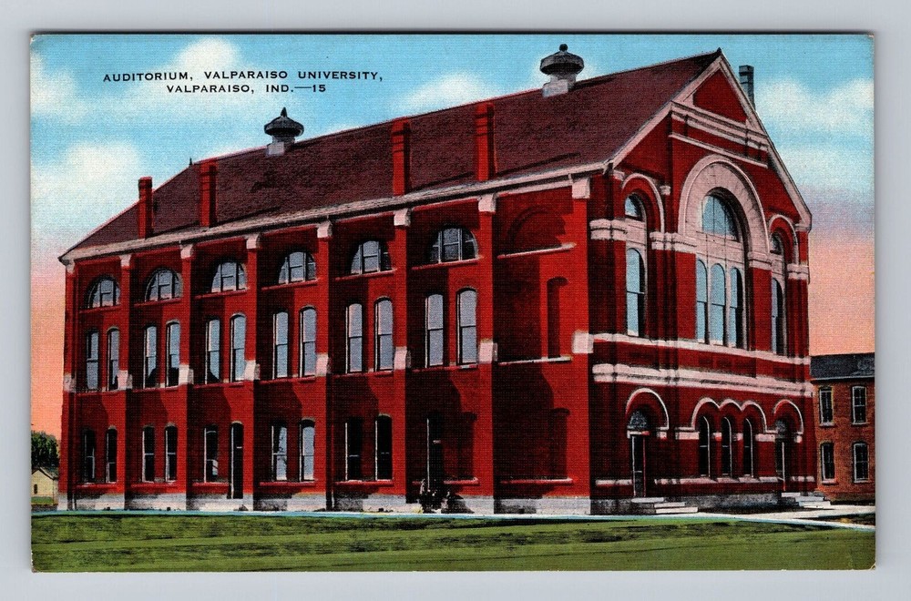Indiana IN Valparaiso Auditorium Valparaiso University Vintage Postcard