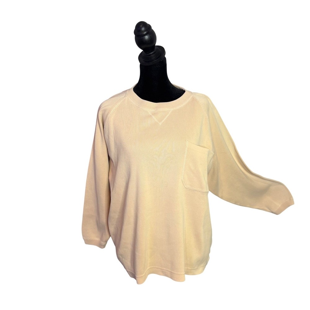 Eddie Bauer Ribbed Knit Raglan Pocket Sweater Womens M Minimalist Granola Girl