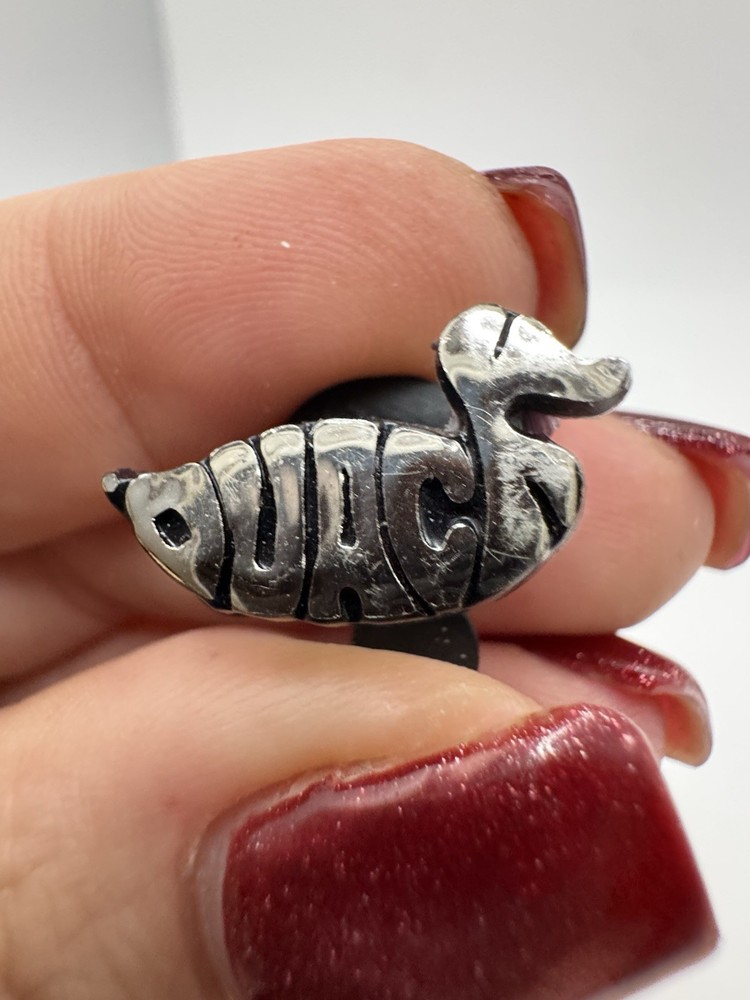 Quack Silver Tone Duck Lapel Pin Hat Vest