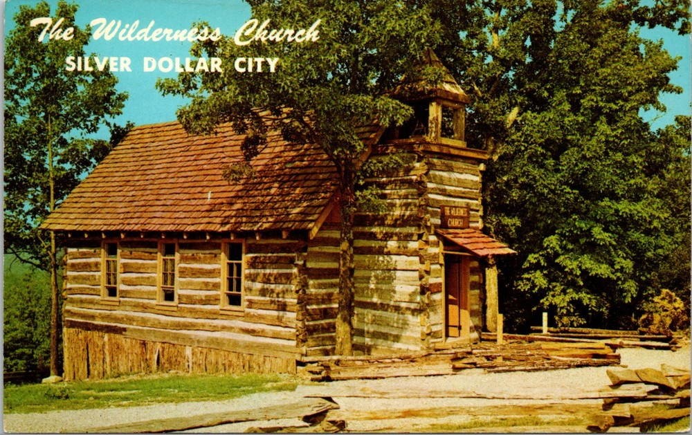 Wilderness Log Church Silver Dollar City Missouri Vintage Postcard