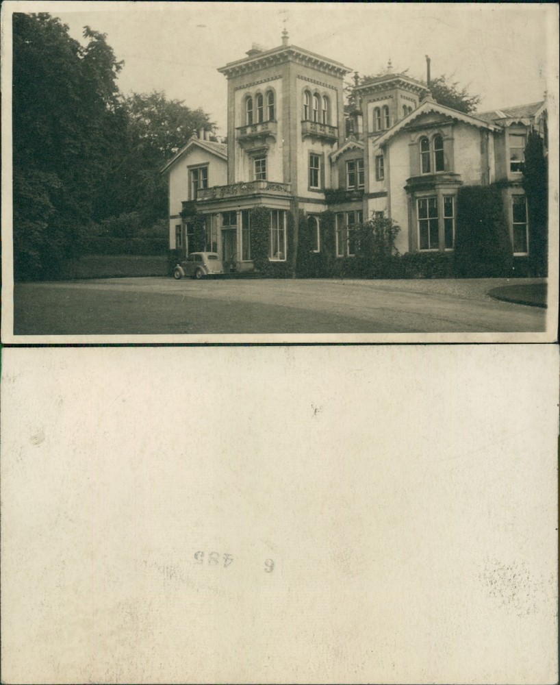 RP Real Photo Unidentified Manor House & Vintage Car