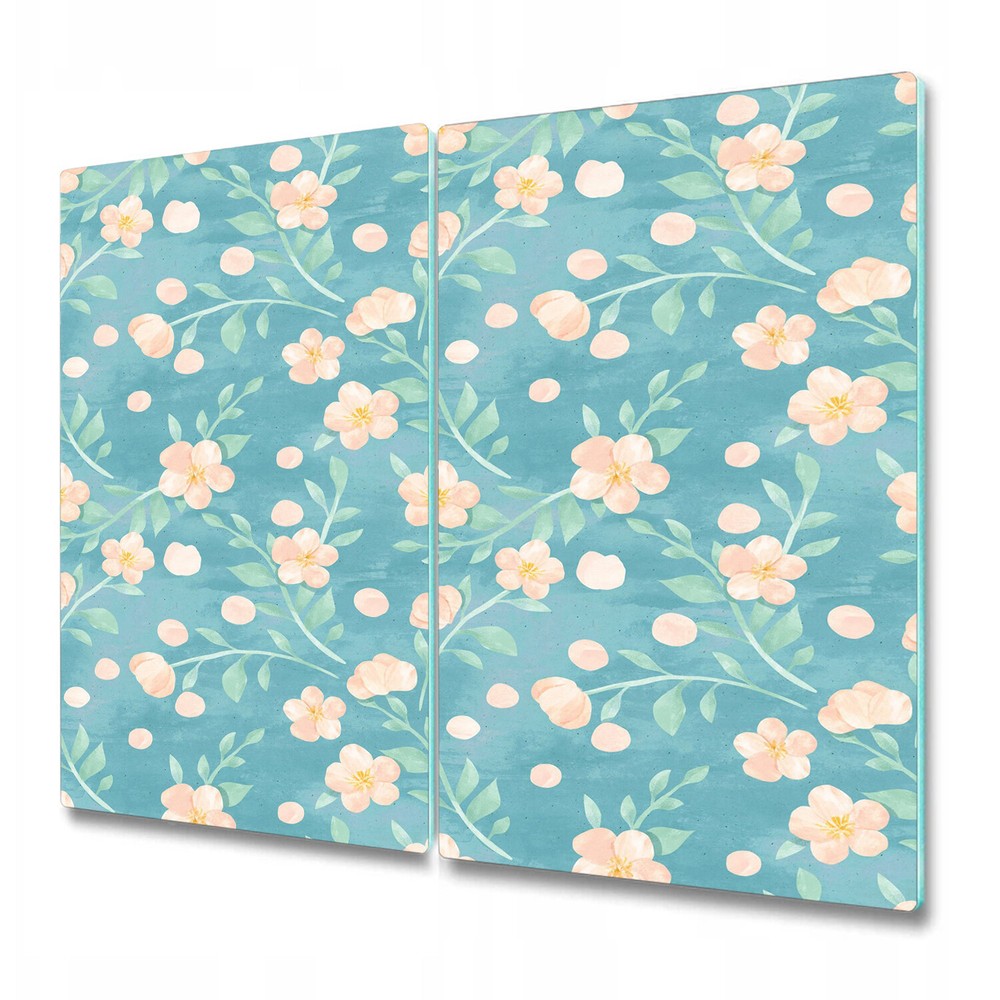 Tempered Glass Worktop Saver Delicate flowers Vintage Pastel Flowers 2x30x52