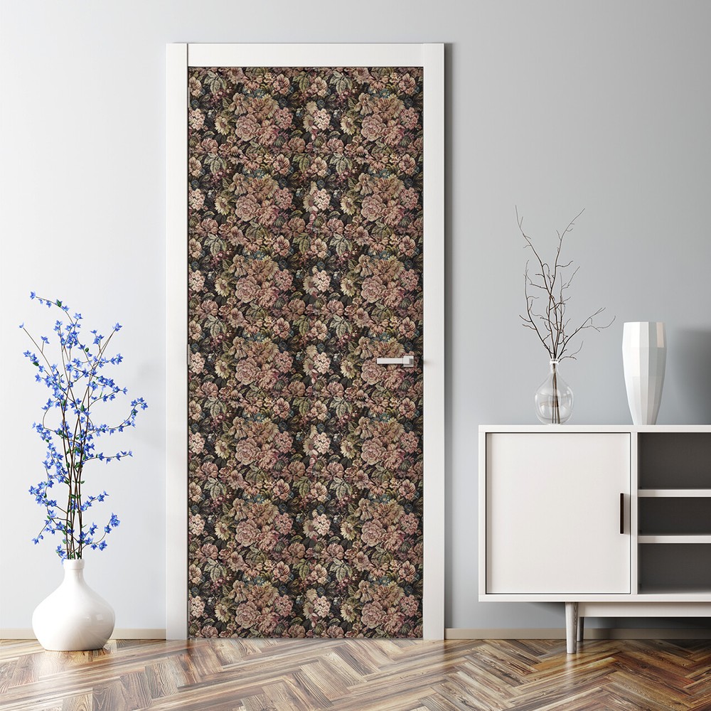Woven Vintage Flowers Bubble Free Door sticker painting self adhesive Decal