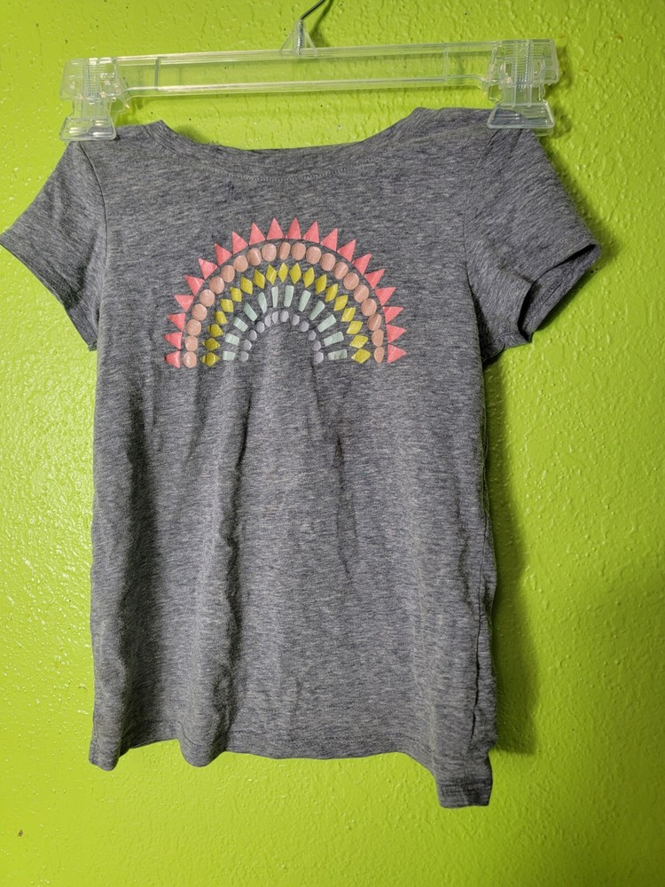 Cat & Jack Gray T-Shirt Size 5T Rainbow Tee