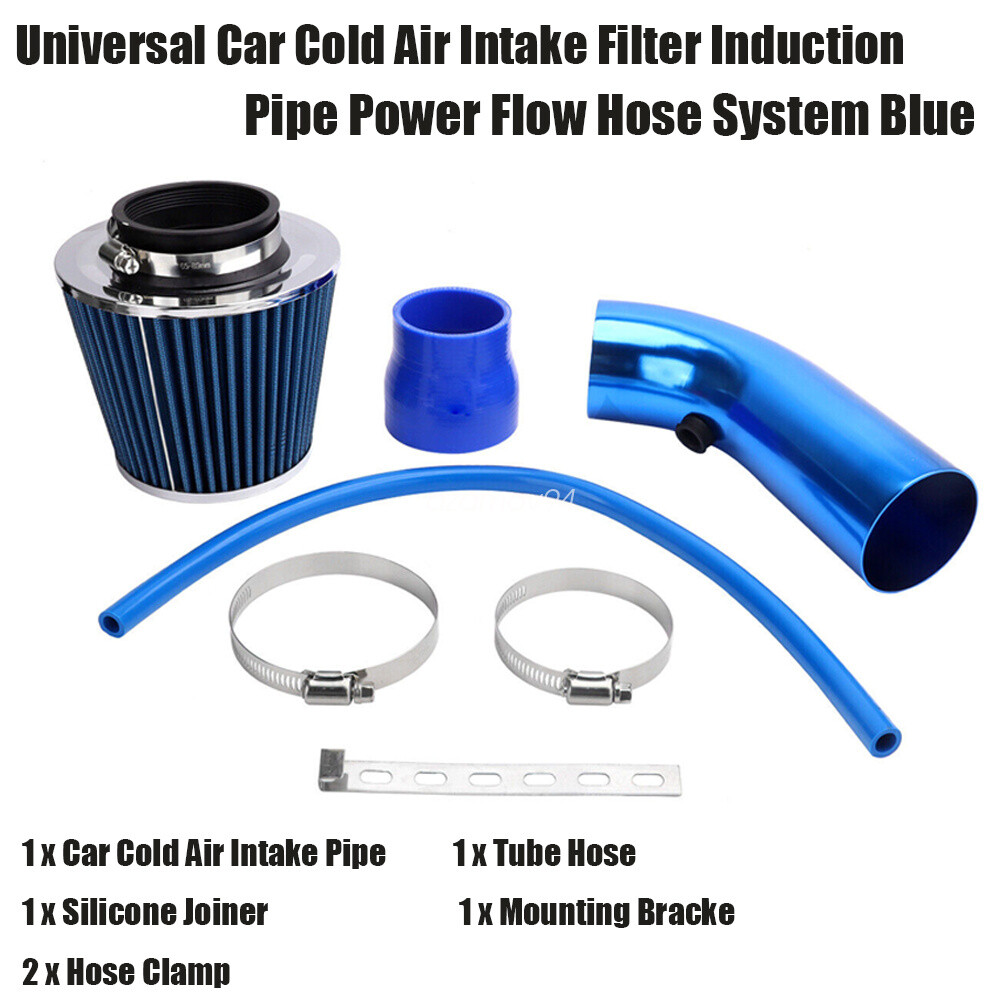 Blue Universal Car Cold Air Intake Filter Induction Pipe Power Flow Hose System