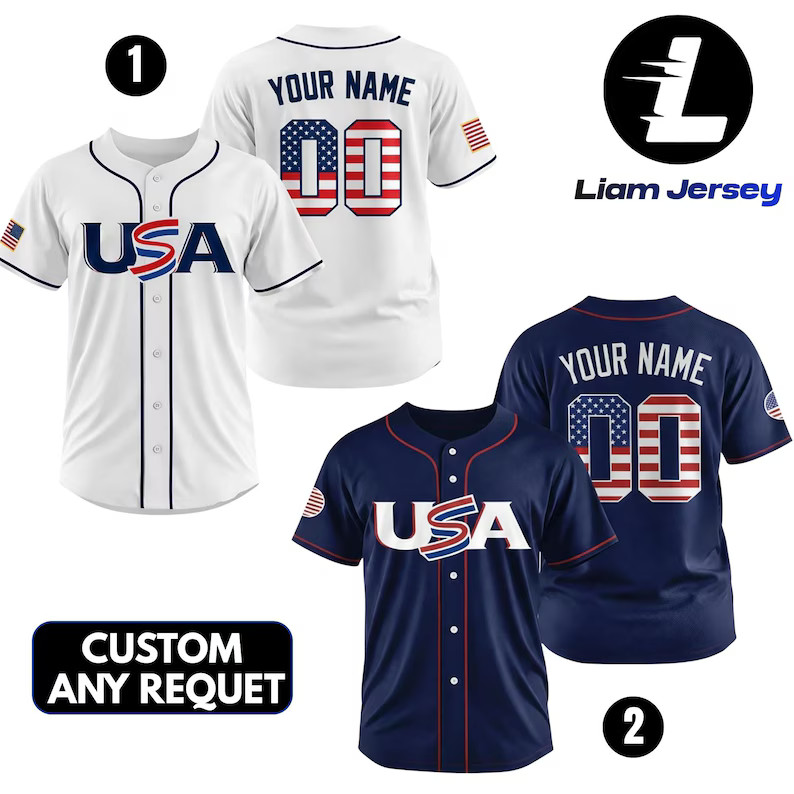 USA Baseball Jersey Custom Name Number Personalized Fan Gift Men