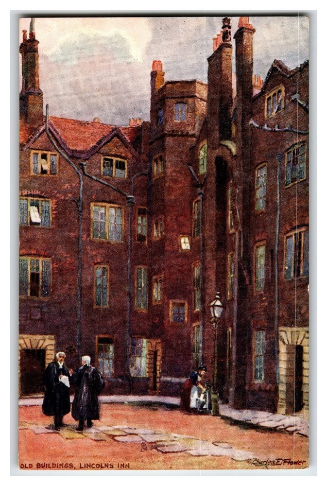 Lincoln's Inn London Old Buildings Art Postcard Raphael Tuck 1387 Charles Flower