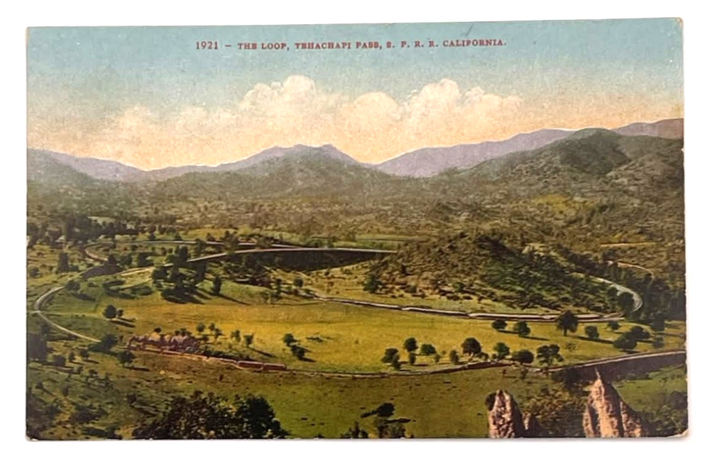Tehachapi Pass CA-California The Loop SP Railroad Curving Train Vintage Postcard