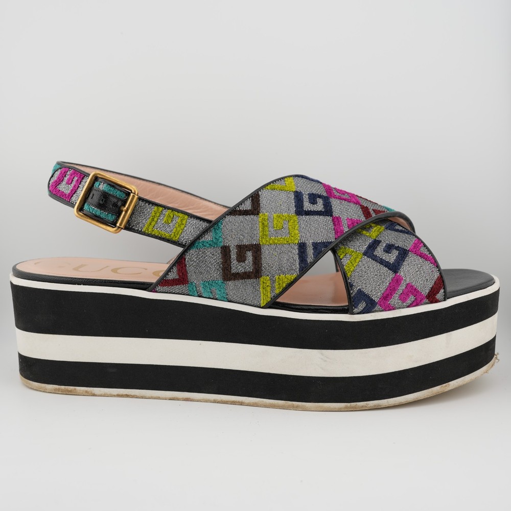 Gucci Slingback Glitter Platform Sandals Size 11 Women