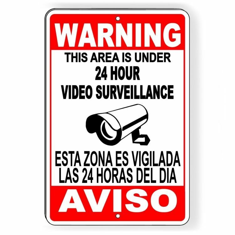 CCTV Warning Security Audio Video Surveillance Camera Sign English/Spanish SS004