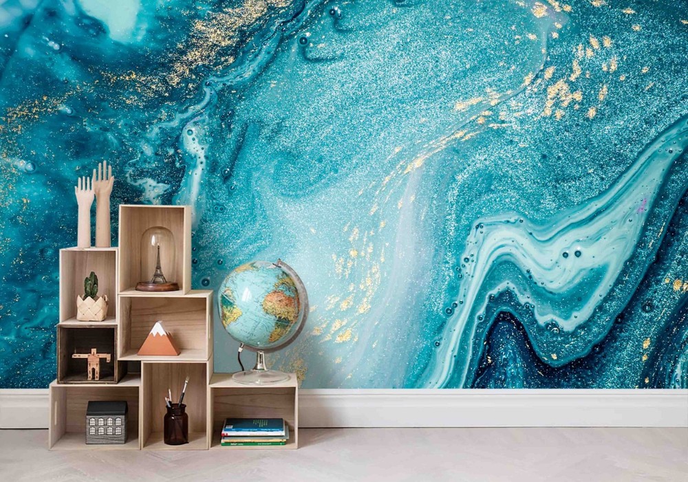3D Green Gold Abstract Texture Wall Murals Wallpaper Murals Wall Sticker