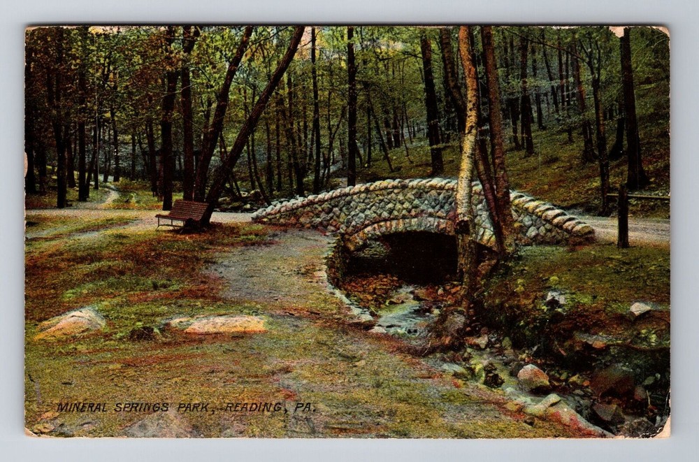 Reading PA- Pennsylvania, Mineral Springs Park, Antique, Vintage c1909 Postcard
