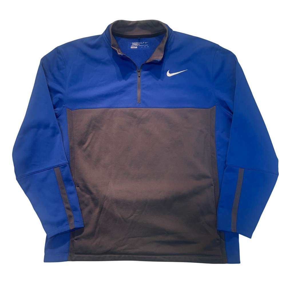 Nike Golf Jacket Men 2XL Blue Standard Fit Therma 1/4 Zip Pullover Fleece Active