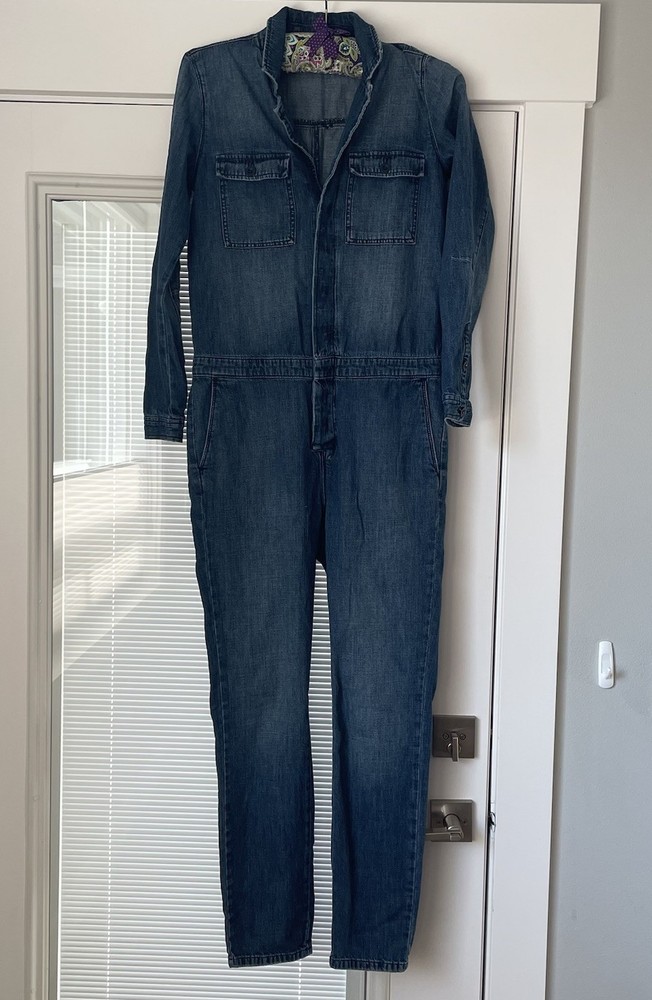 Madewell Long Sleeve Denim Relaxed Coverall Jumpsuit medium  Wash Womens Size XS