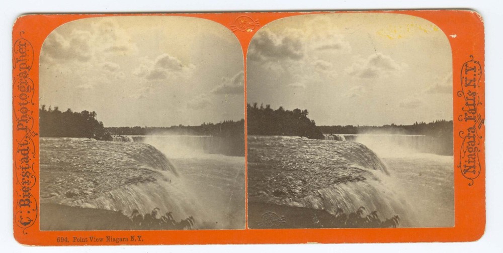 G1525~ NIAGARA FALLS – Point View c.1870 Stereoview – C. Bierstadt, NY