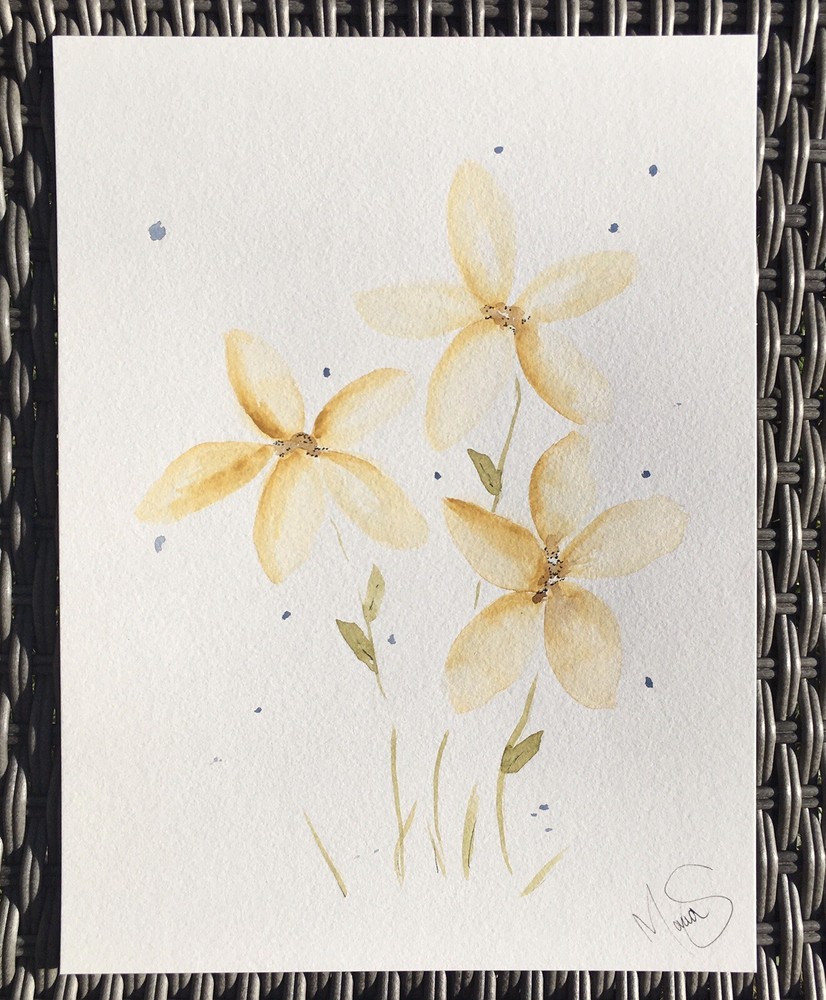 Maria Scalf Flower Floral Nature ORIGINAL PAINTING Watercolor 9x12 Expressionism