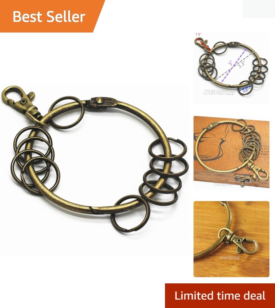 Metal Antique Bronze Keychain/Key Holder - Large Circular Ring with 10 Small ...