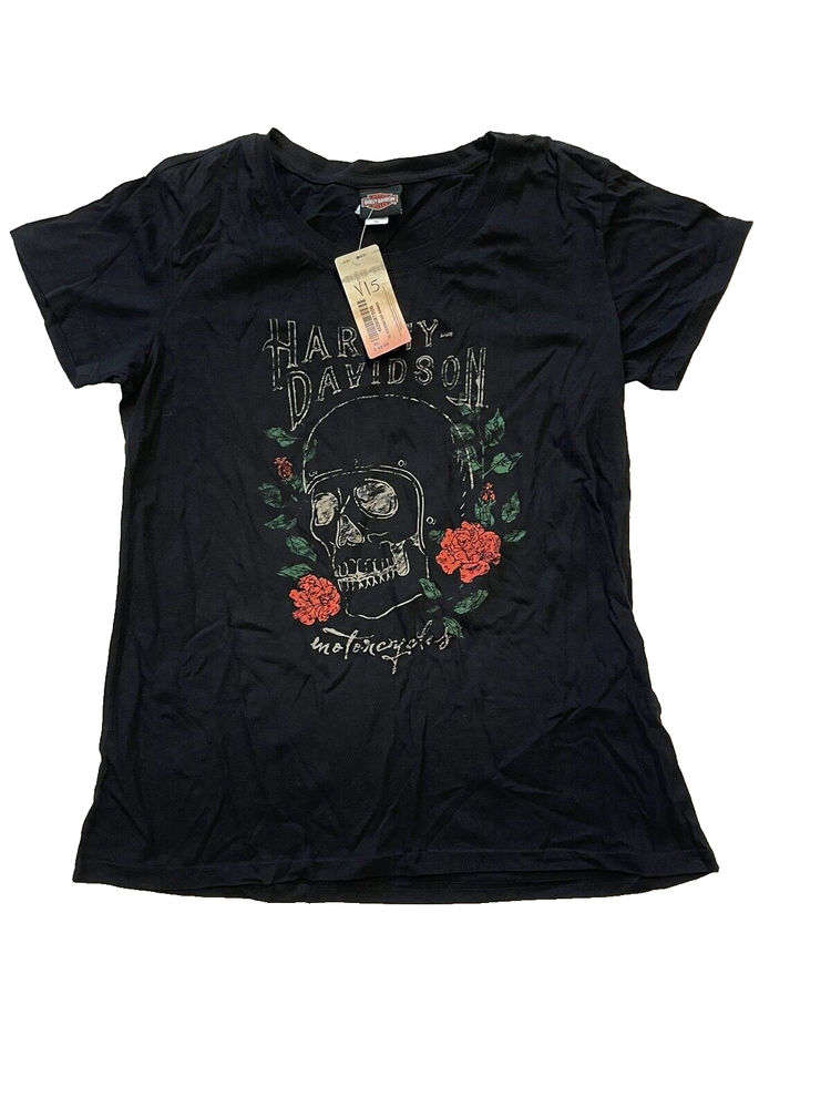 Harley-Davidson Women’s Black T-Shirt Size XL Skull NEW 4029087506