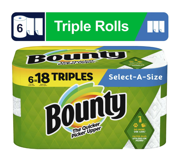 Bounty Select-a-Size Paper Towels 6 Triple Rolls