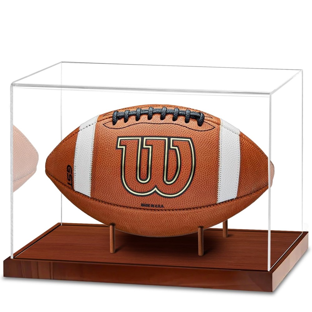Football Display Case, Acrylic Football Case Clear, UV Protected Display Case...