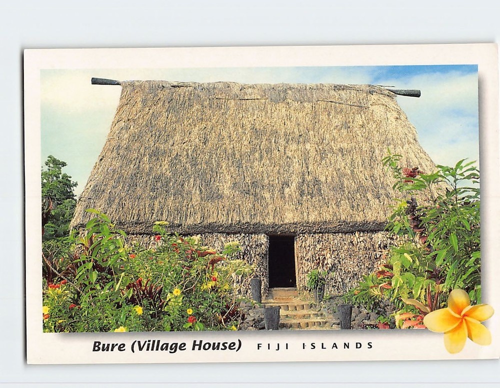 Postcard Bure Village House Fiji