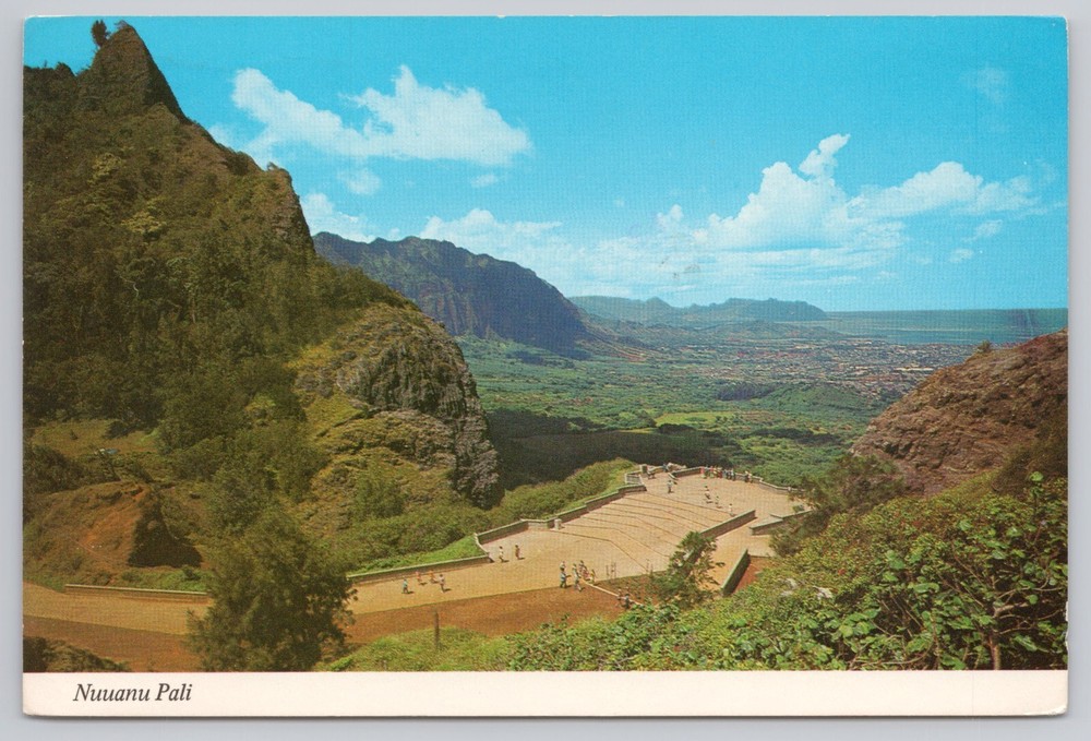 Honolulu Hawaii, Nuuanu Pali Lookout Aerial View, Vintage Postcard