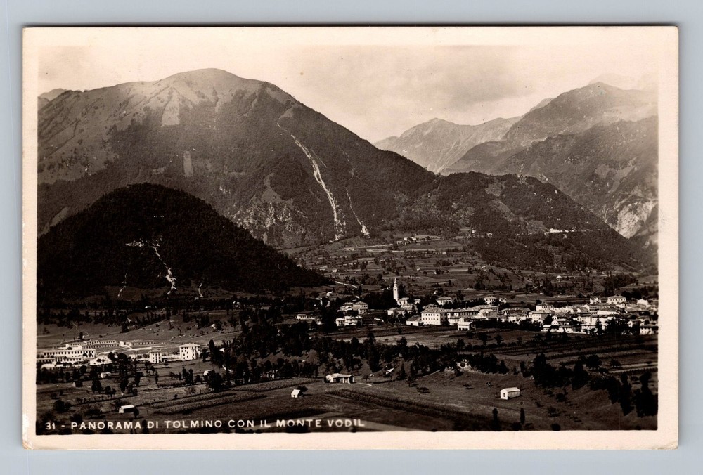 Italy- Tolmino Panarama View Of Mountain Village Old View PC Vintage Postcard