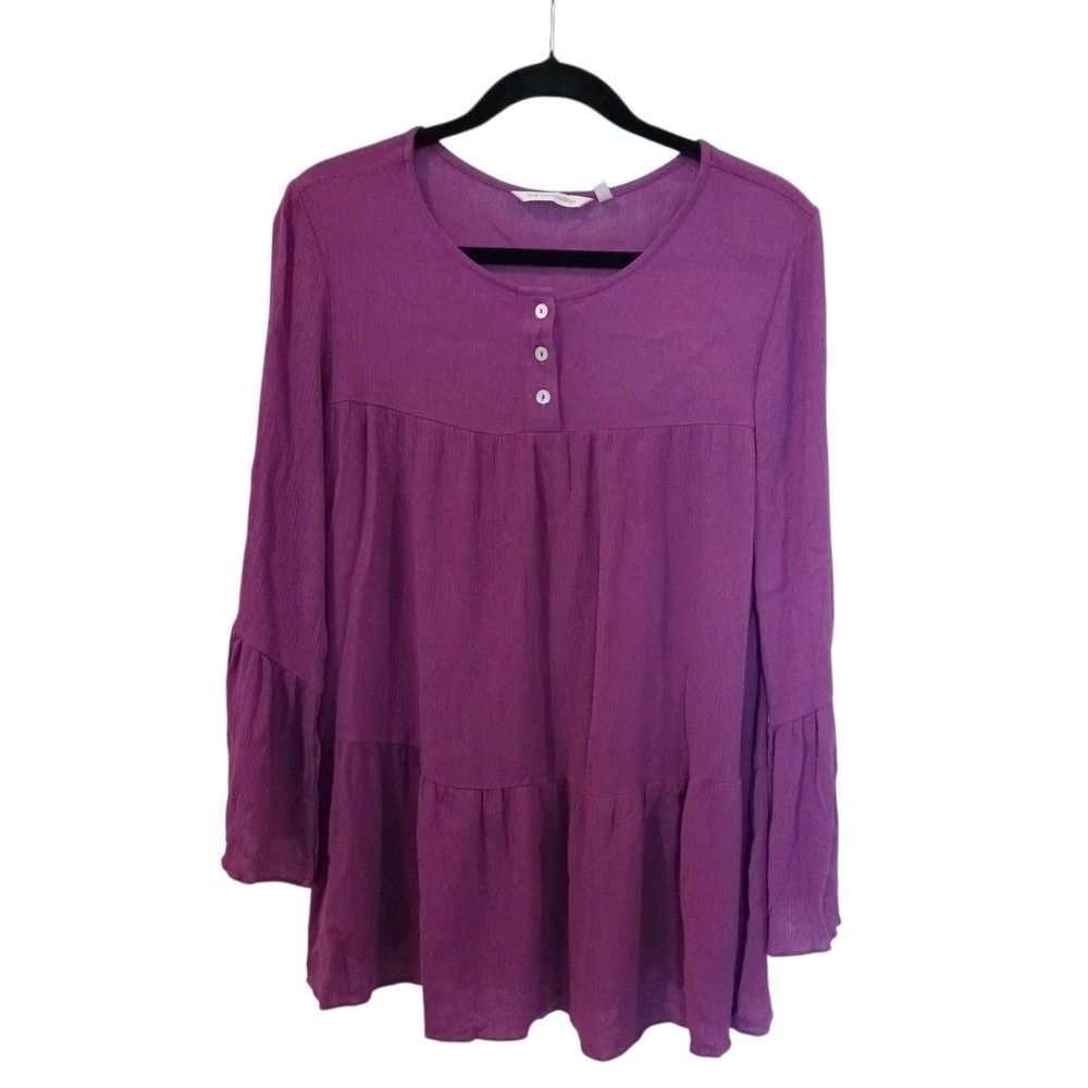 Soft Surroundings Medium Purple Flare Long Sleeve Tunic   Peasant Fits Large
