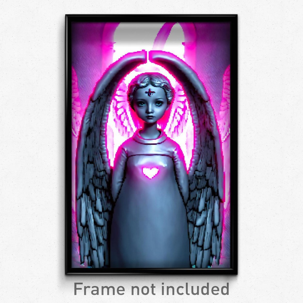 Pixel Art Poster - Angelic Hollow (8 Bit Psychedelic Trippy Video Game Print)