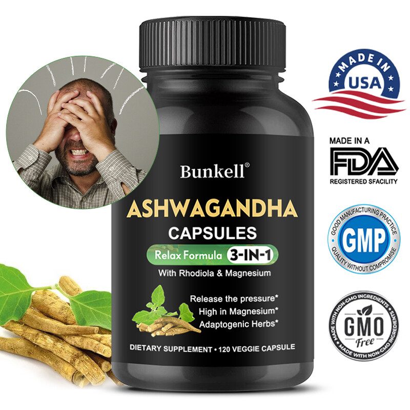Ashwagandha Capsules with Rhodioal & Magnesium, Balance Mood and Reduce Stress