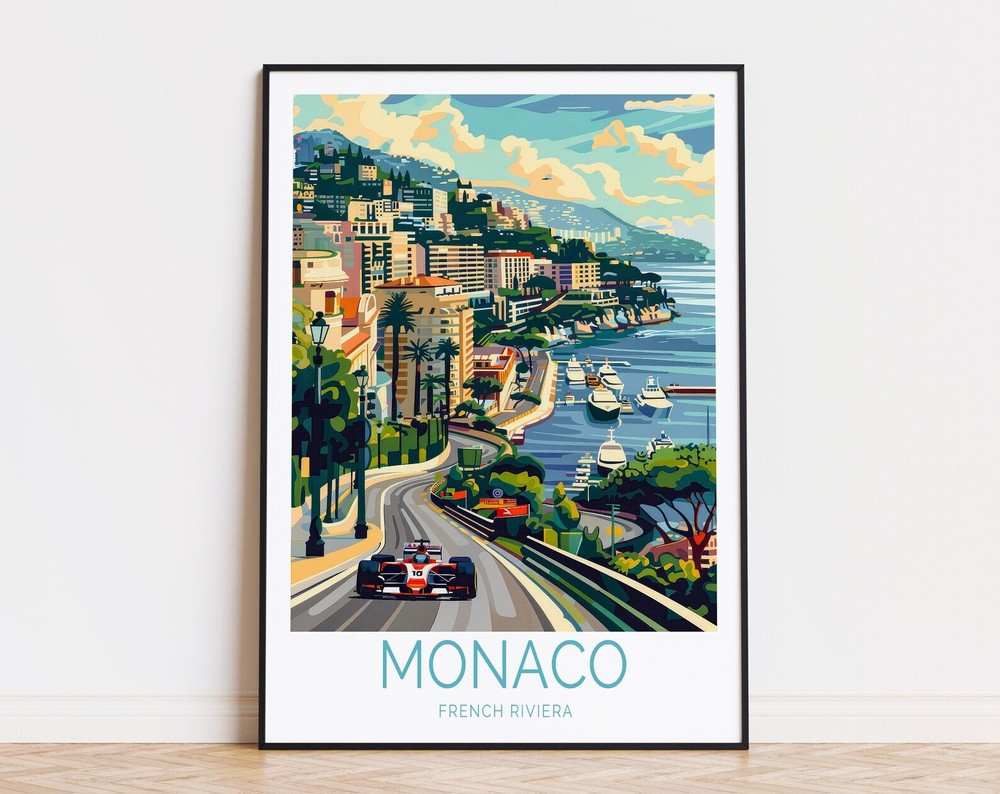 Monaco Travel Print French Riviera Wall Art Monaco Custom Travel Poster Home