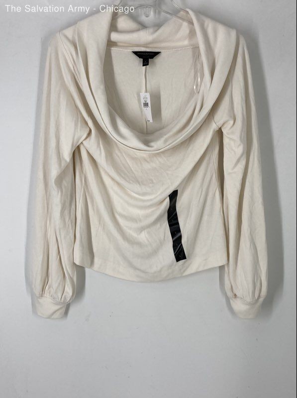 Banana Republic Womens Ivory Long Sleeve Off The Shoulder Blouse Top Size L