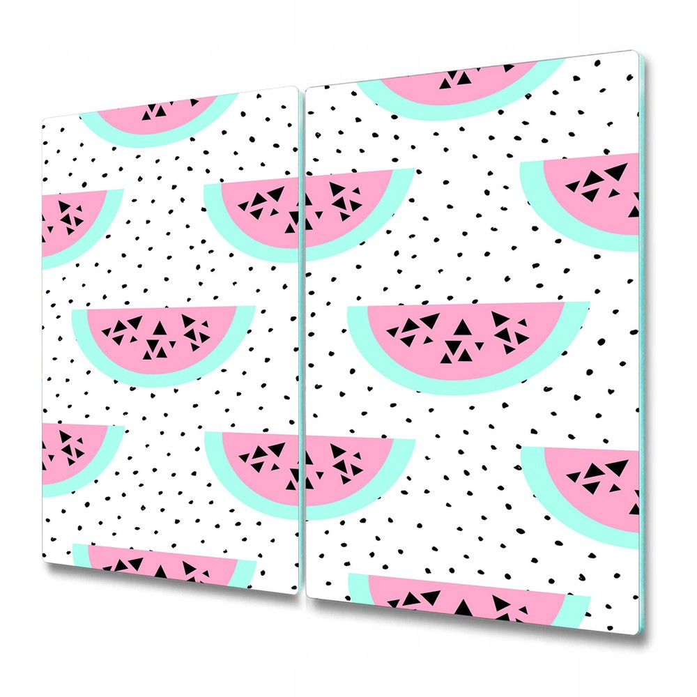 Glass Worktop Kitchen Chopping Serving Board Watermelon pink and black 2x30x52