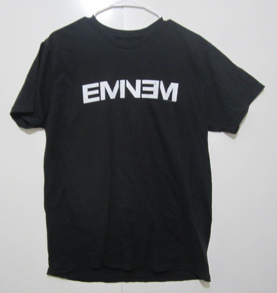 Rap Hip Hop Streetwear EMINEM Official Logo Black Graphic T-Shirt Size L