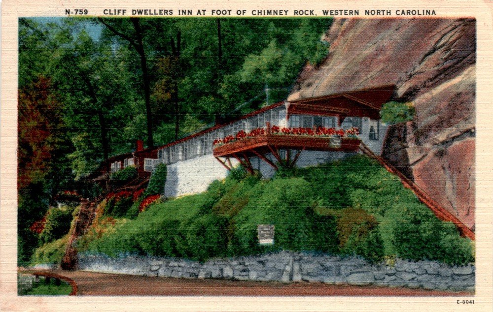 CLIFF DWELLERS INN, CHIMNEY ROCK, WESTERN NORTH CAROLINA, Postcard