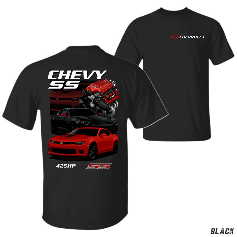 Chevy SS T-Shirt, Camaro SS Muscle Car Graphic Tee, Chevrolet V8 Engine Back