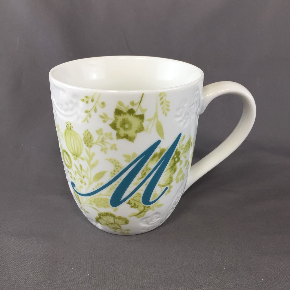 Pier 1 Imports Ceramic Ava Coffee Tea Mug Cup Monogram Letter 