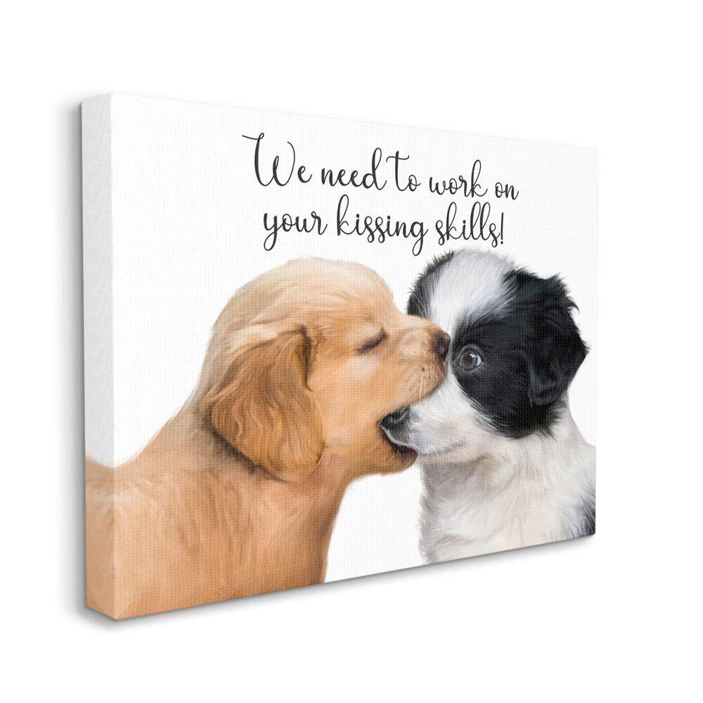 Puppy Kiss Skills Phrase Young Love Quote, Designed by Ziwei Li Wall Art, 24x...