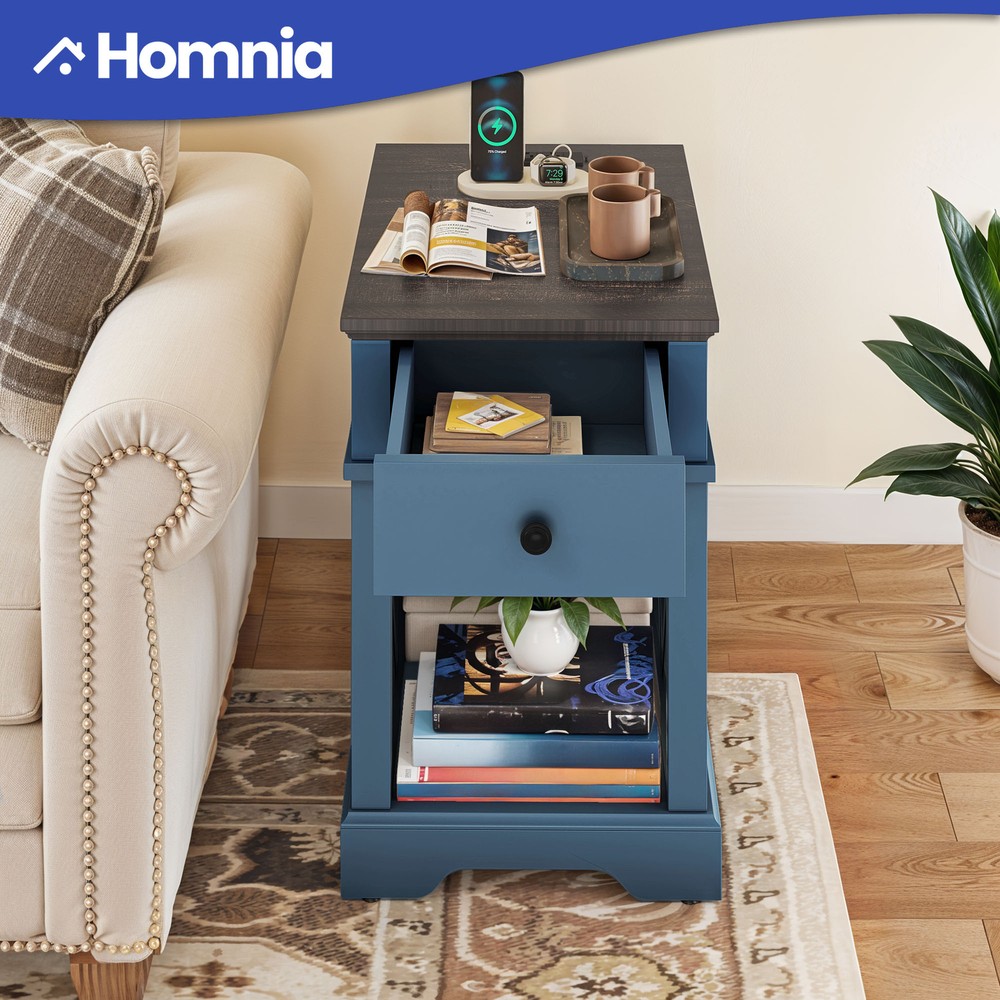 Minimalist Nightstand Bedside Open Shelf End Side Table w/ Drawer Livingroom