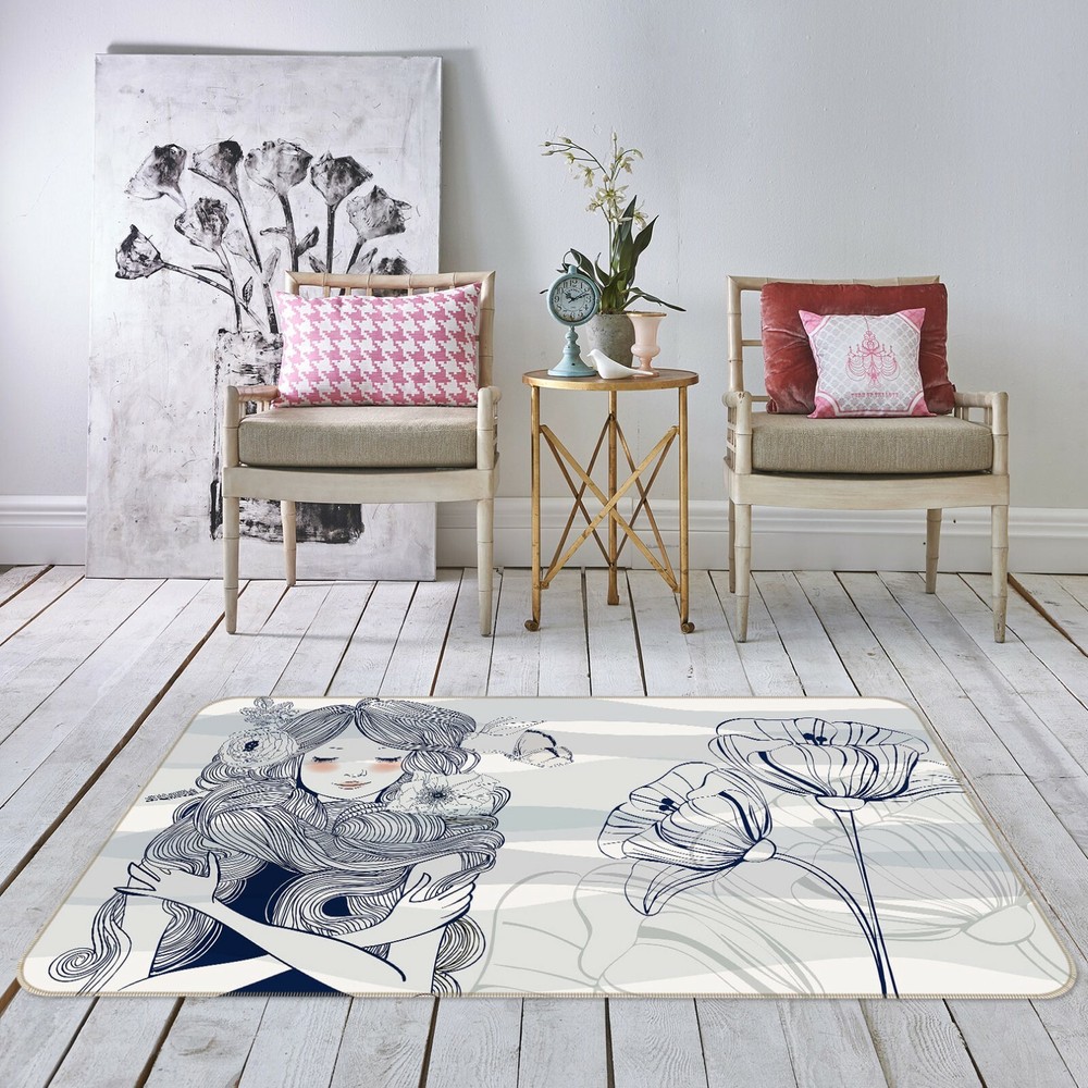3D Girl Flower ZHUC6013 Game Non Slip Carpet Mat Photo Carpet Zoe