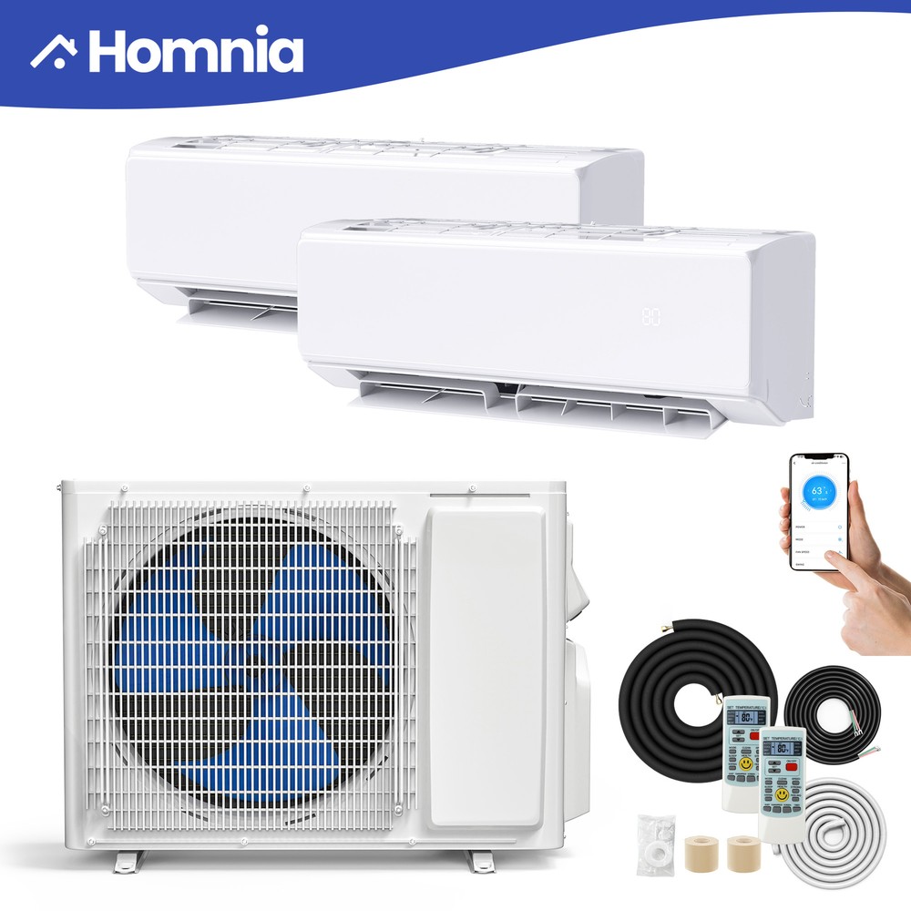 27000 BTU 2 Zone 12000 Mini Split Air Conditioner Heat Pump System Ductless