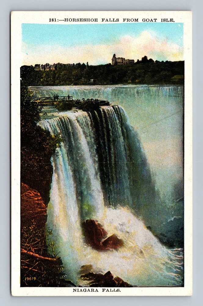 Vintage Niagara Falls Horseshoe Falls from Goat Isle Postcard Scenic View