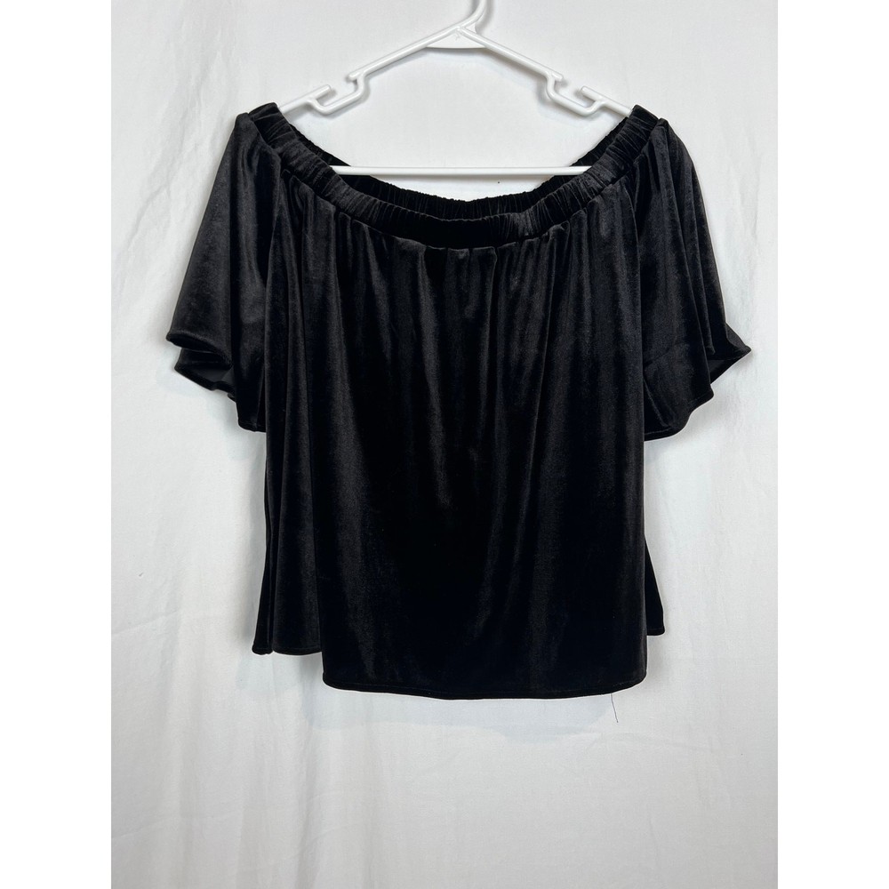 Sunday in Brooklyn Anthropology Soft Velvet Off The Shoulder Black Top Women's S